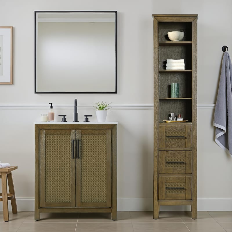 Winslow 16-28 Inch Open Shelving Bath Storage Cabinet