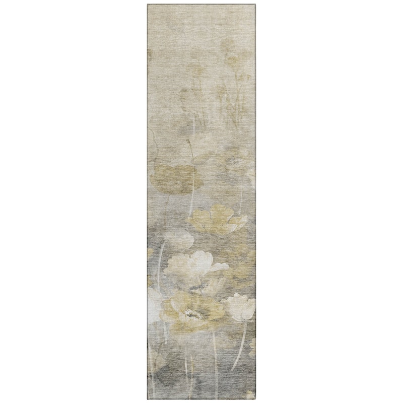 Machine Washable Indoor/ Outdoor Chantille Modern Floral Rug