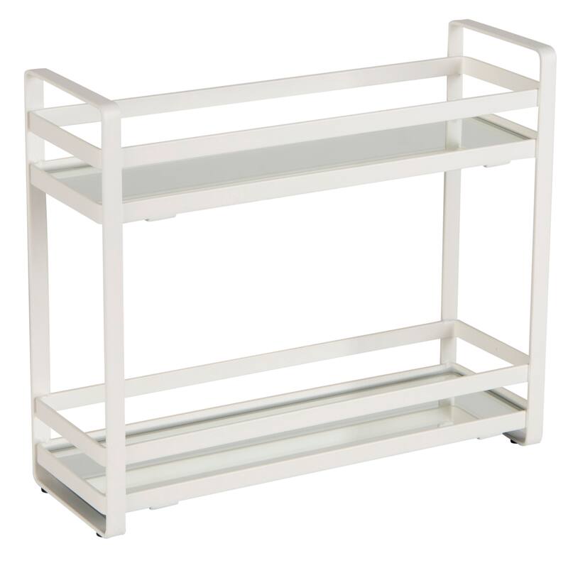 Home Details 2 Tier Slim Flat Wired Rails Vanity Tray - Silver - 10.2"x 3.5"x 8.7"