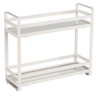Home Details 2 Tier Slim Flat Wired Rails Vanity Tray - Silver - 10.2"x 3.5"x 8.7"