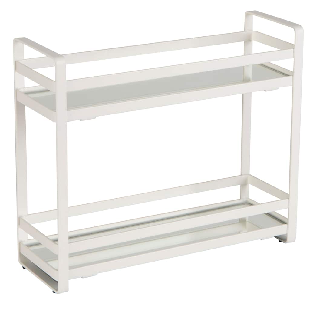Home Details 2 Tier Slim Flat Wired Rails Vanity Tray - Silver - 10.2"x 3.5"x 8.7"