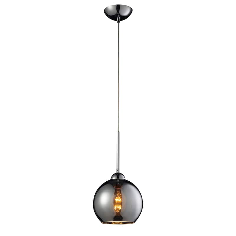 Cassandra Polished Chrome Plated Glass 8-in. Wide 1-Light Pendant - 8in W x 8in D x 9in H - Polished Chrome