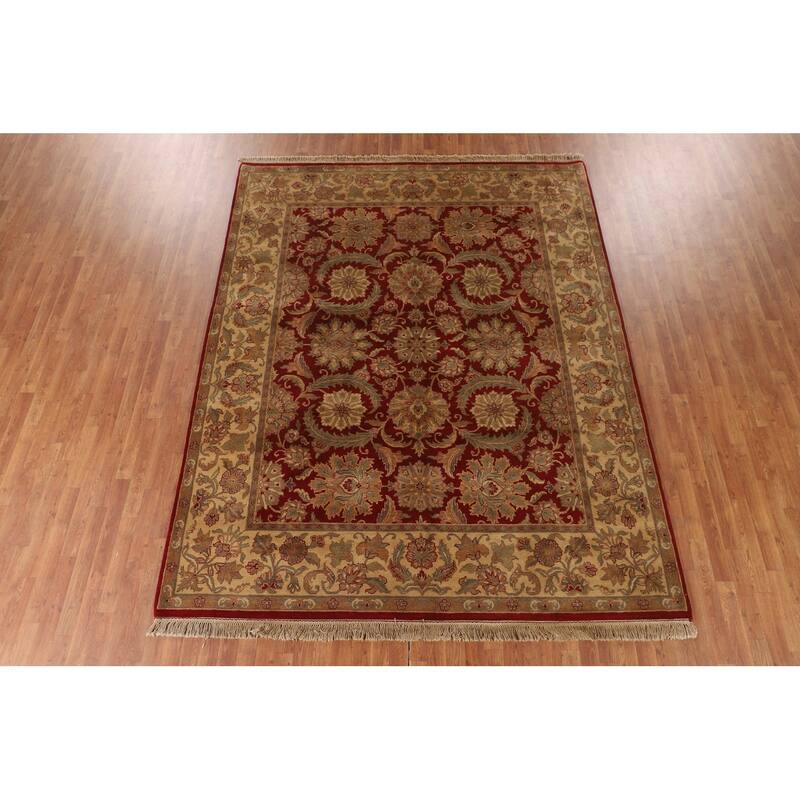 All-Over Floral Agra Oriental Area Rug Handmade Wool Carpet - 8'0" x 10'0"