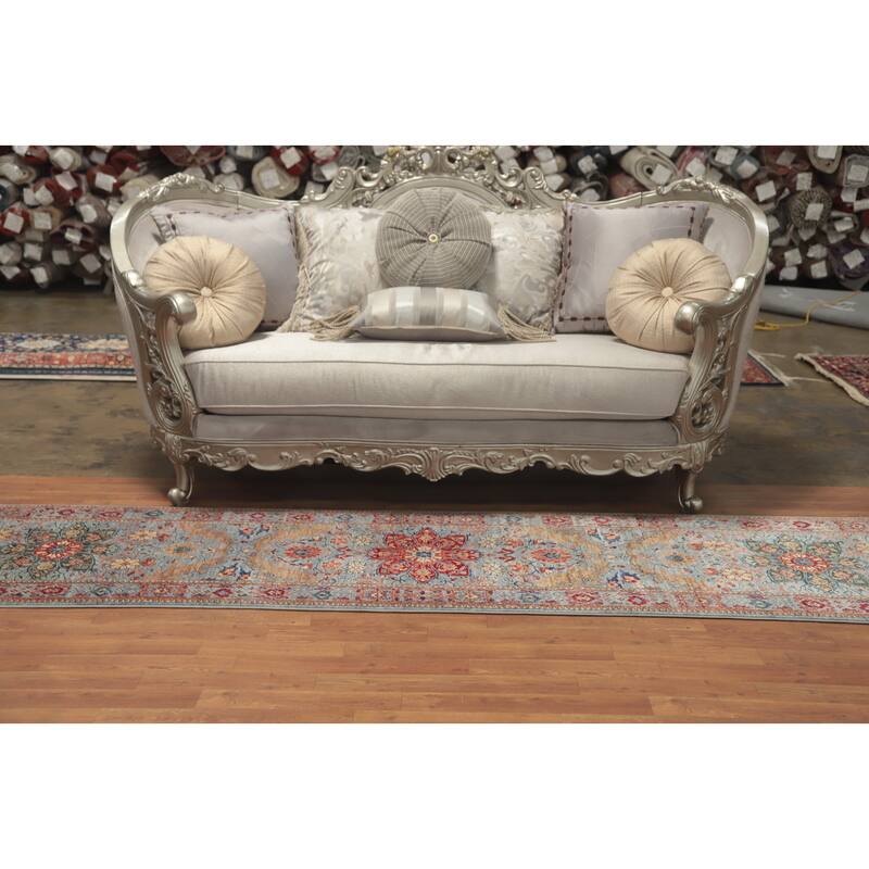 Hand Knotted Oriental 100% Wool Carpet Traditional All-Over Greys & Charcoal Ziegler Runner Rug - 11' 5'' X 2' 6''