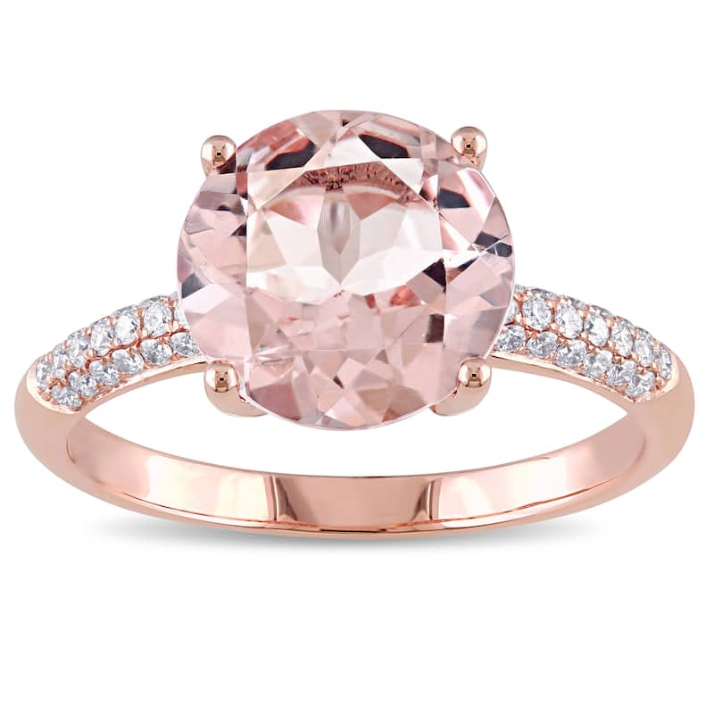 Miadora 14k Rose Gold Morganite and 1/5ct TDW Diamond Cocktail Ring (G-H, SI1-SI2) - Pink