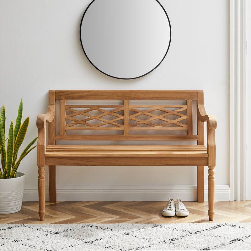 Crosley Olivier Indoor/Outdoor Teak Bench - 24"x47.25"x34.25"