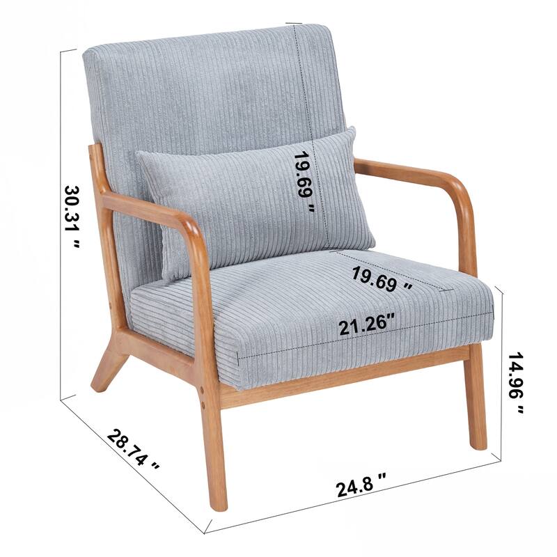 Mid-Century Modern Accent Chair, Arm Chair Living Room Chairs with Pillow