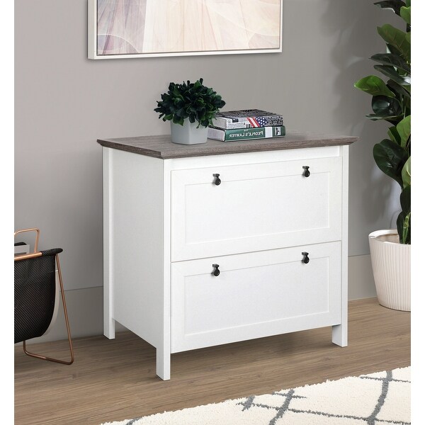 Finley White 2-drawer Lateral Filing Cabinet - On Sale - Overstock - 32303043