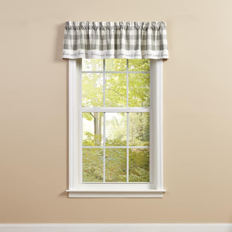 Park Designs Buffalo Check Home Lined Dove Valance 60" x 14" - 60" X 14"