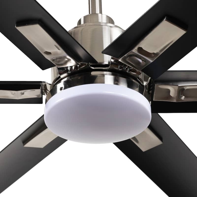 72" Integrated LED Brushed Chrome Ceiling Fan with Light and Remote Control - 72" W x 72" D x 17.8" H