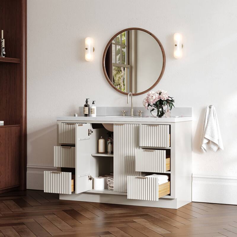 Ariel P54CQOVO Milan 54" Free Standing Single Oval Basin Vanity Set