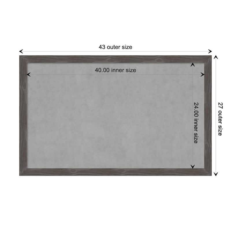 Amanti Art Woodridge Rustic Grey Framed Magnetic Board - Board Size 40x24