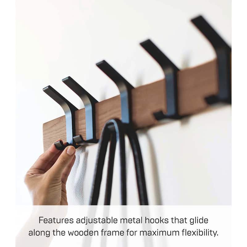 Yamazaki Home WallMounted Coat Rack, Steel and Wood L 2.56 x W 19.69