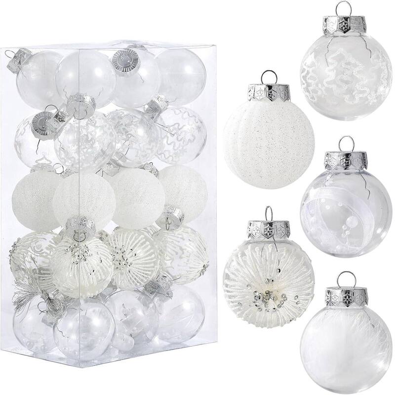 30 Pcs Shatterproof Christmas Ball Ornaments for Holiday Wedding Party Decoration - N/A - White