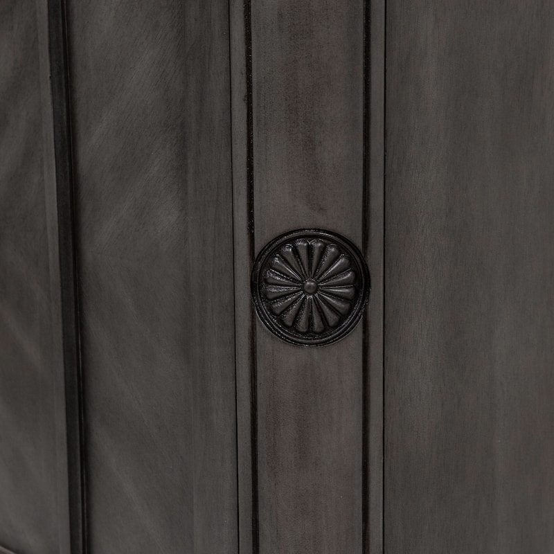 Groenlo Transitional Grey Solid Wood Multi-Storage Standing Bar with Molded Details by Copper Grove