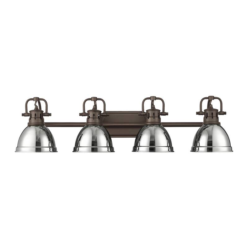 Yep by Golden Lighting Duncan 4-light Vanity in Rubbed Bronze and Chrome shade