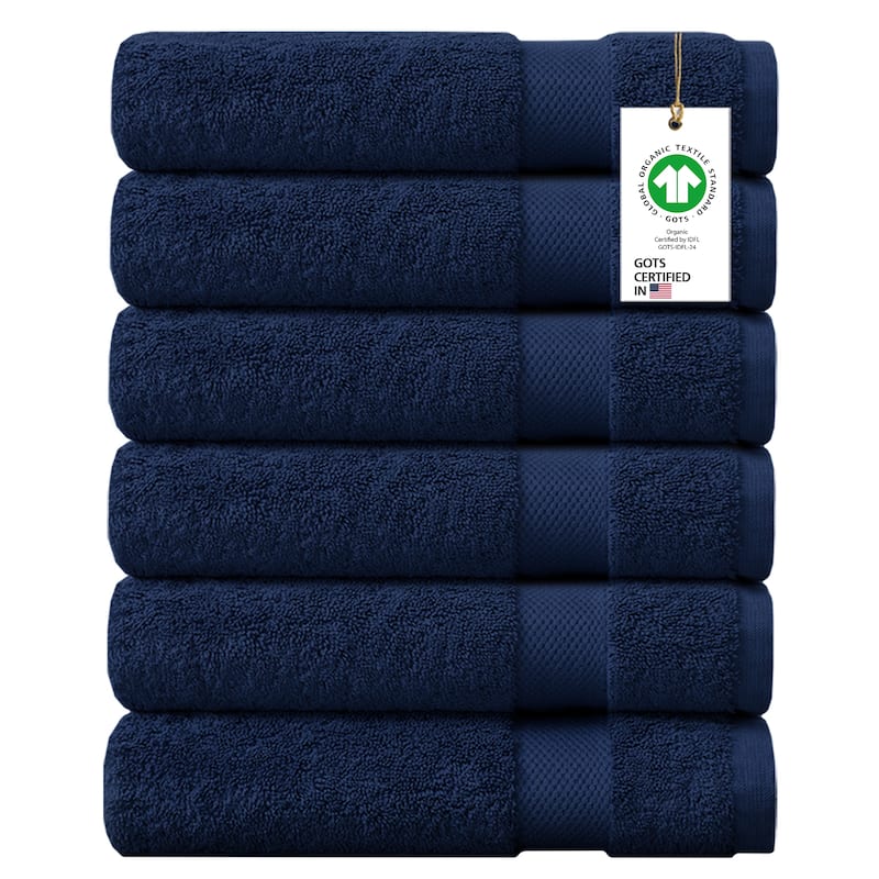 Delara Organic Cotton Feather Touch Wash Cloth, Quick Dry, GOTS Certified, 650 GSM, Pack of 6, 13"X13"