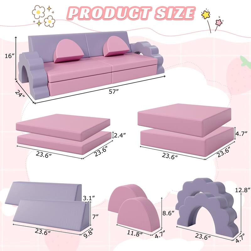 Foam Climbing Blocks Convertible Sofa ,Kids Play Couch, Indoor Climbing Structure for Toddlers, Infant, Kids, Pre-school