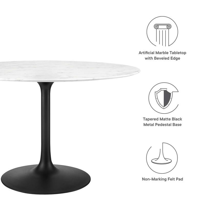 47" Round Artificial Marble Dining Table