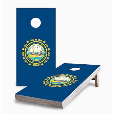 New Hampshire State Flag Corn Hole Board Set w Case & Lights