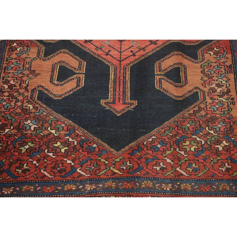 Hand Knotted Oriental 100% Wool Carpet Traditional Medallion Navy Blue & Blues Malayer Area Rug - 6' 8'' X 4' 2''