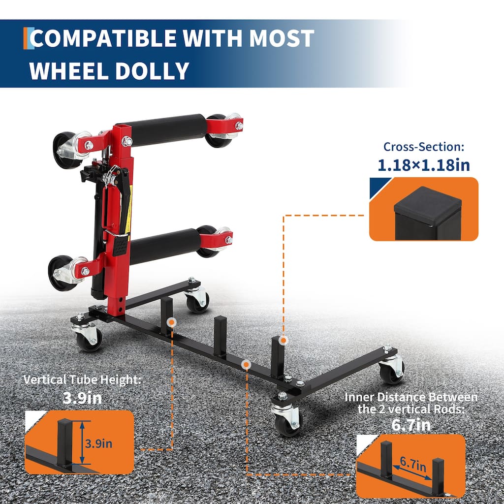 Car Dolly Rack – Heavy Duty Storage Rack for 4 Wheel Dollies, Hydraulic Jack Stand Organizer with 360° Swivel Casters