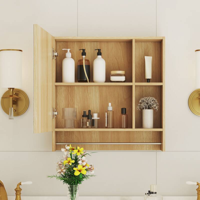 Bathroom Mirror Cabinet Wall Mounted,Medicine Cabinet,Over The Toilet Storage Cabinet with Shelves and Towel Rack
