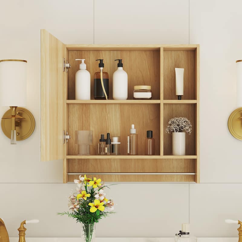 Bathroom Mirror Cabinet Wall Mounted - Burly Wood