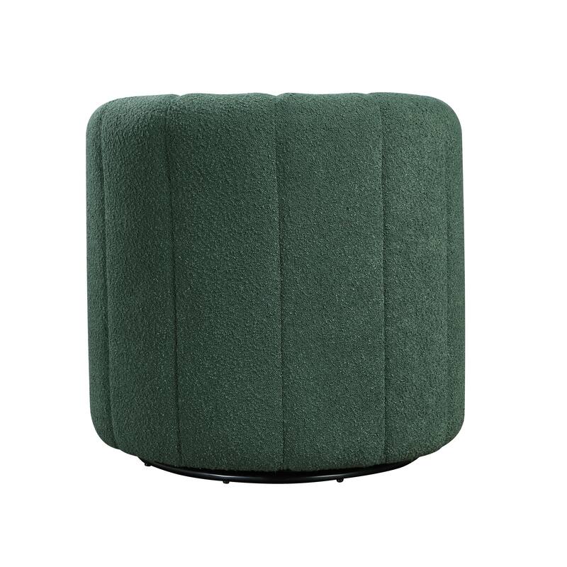 Arden 31" Boucle Swivel Chair with Ottoman - Solid Wood Legs