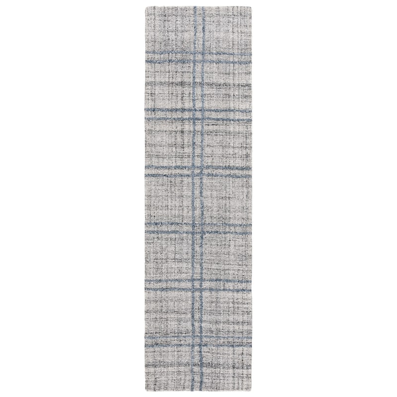 SAFAVIEH Handmade Abstract Alanah Contemporary Plaid Rug - 2'3" x 8' Runner - Dark Grey