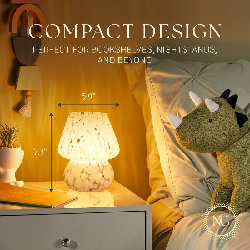 Mushroom White Glass Dimmable LED Table Lamp with E26 Socket Modern