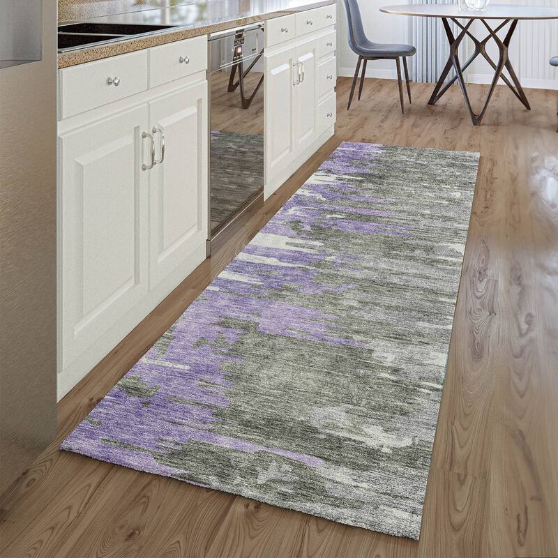 Premium Washable Super Soft Abstract Prints Mayfield Rug - Purple - 2' 3" x 7' 6"