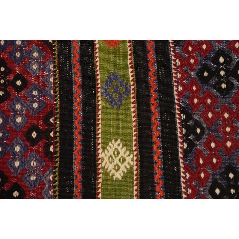 Hand Woven Oriental 100% Wool Carpet Southwestern Tribal Multi-Colored Kilim Area Rug - 9' 8'' X 6' 5''