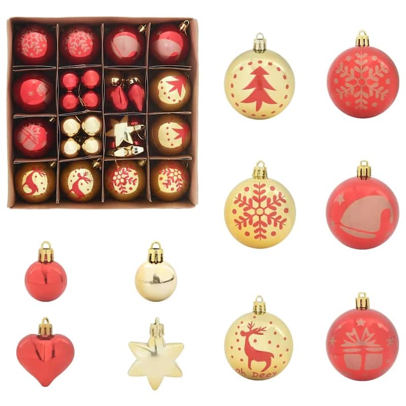 vidaXL Christmas Bauble Set 40 pcs Gold and Red - 2.4 x 2.4 x 2.4