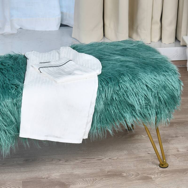 Home Soft Things Mongolian Ottoman Bench with Gold Metal Legs