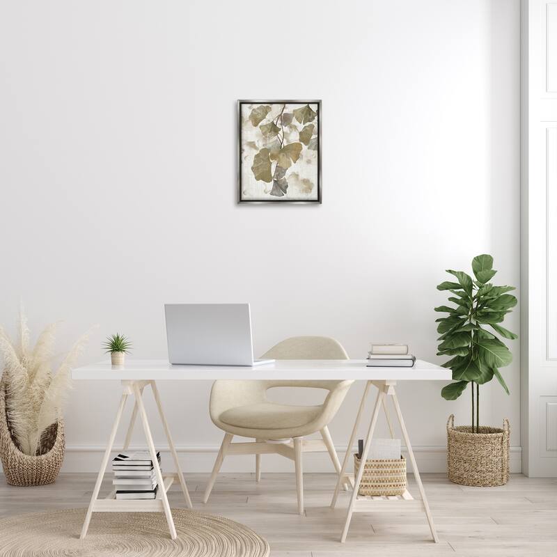 Stupell Rustic Ginkgo Leaves Framed Floater Canvas Wall Art Design by Nan