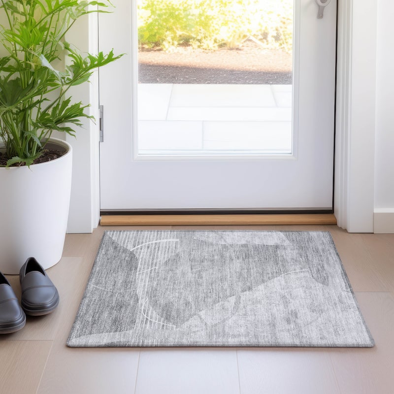 Machine Washable Indoor/ Outdoor Chantille Abstract Modern Rug