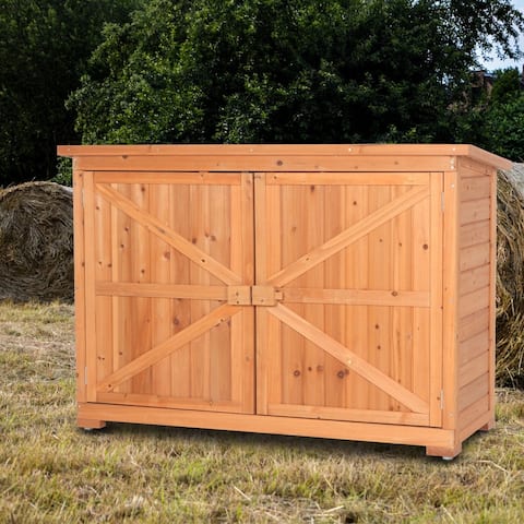 50" W Outdoor Wooden Storage Box Cabinet