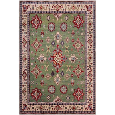 Tribal Kazak Yasmin Green/Beige Wool Rug - 8'3'' x 9'5''