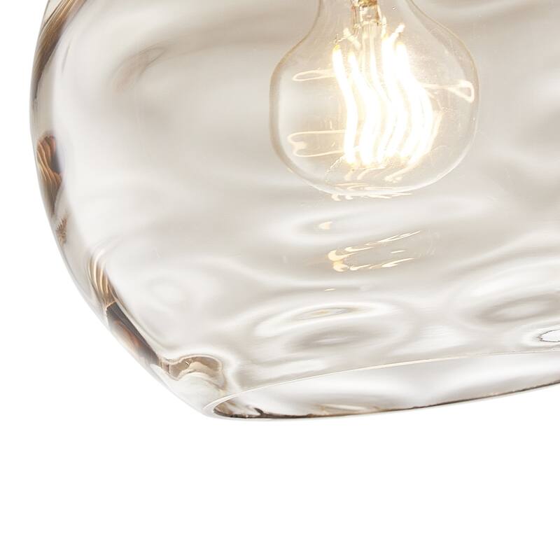 Modern Grey 1-Light Clear Water Ripple Glass Shade Hanging Lamp