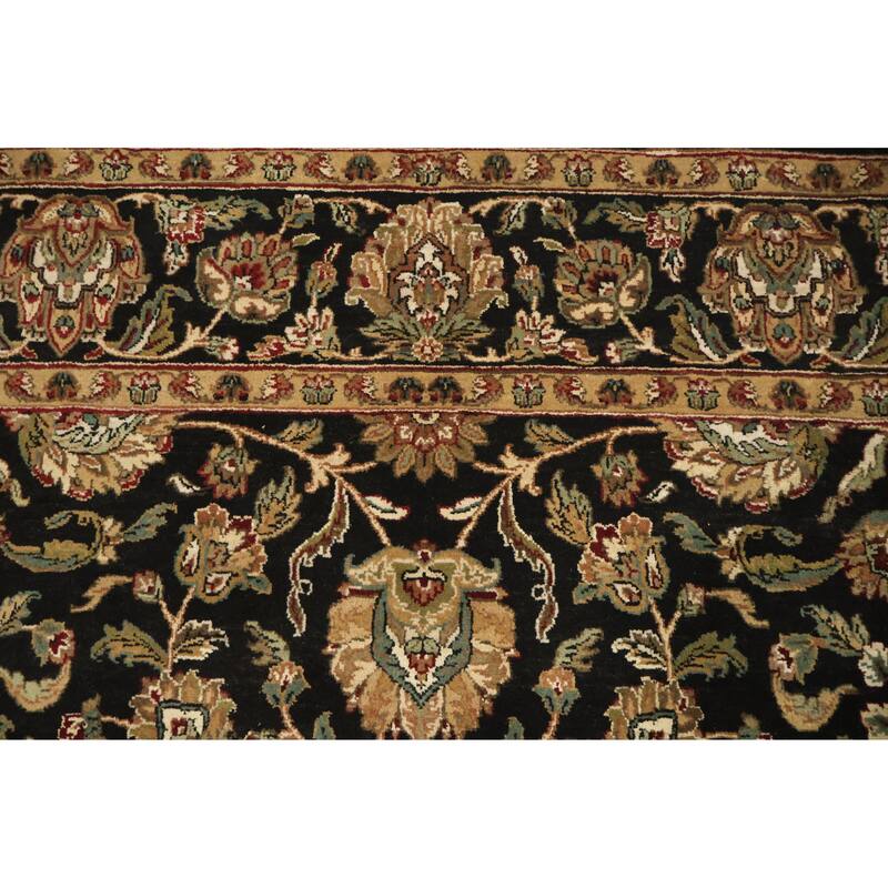 Hand Knotted Oriental 100% Wool Carpet Traditional All-Over Black Agra Area Rug - 7' 11'' X 8' 4''