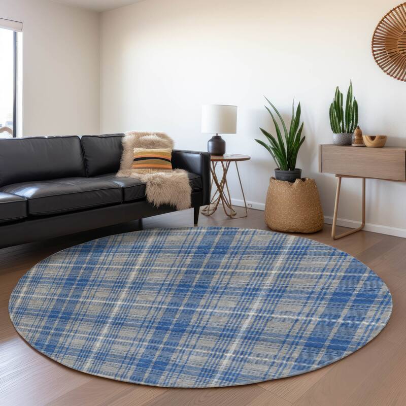 Premium Washable Super Soft Farmhouse Plaid Mayfield Rug - Gray - 8' x 8'