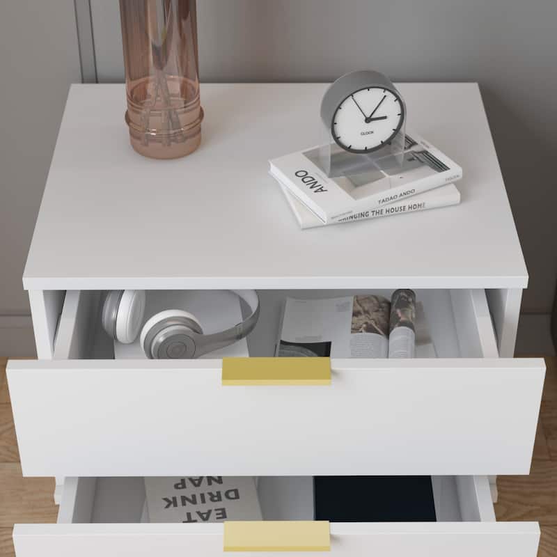 Timechee 17.9'' Tall 2 - Drawer Nightstand Metal Legs(1 Piece)