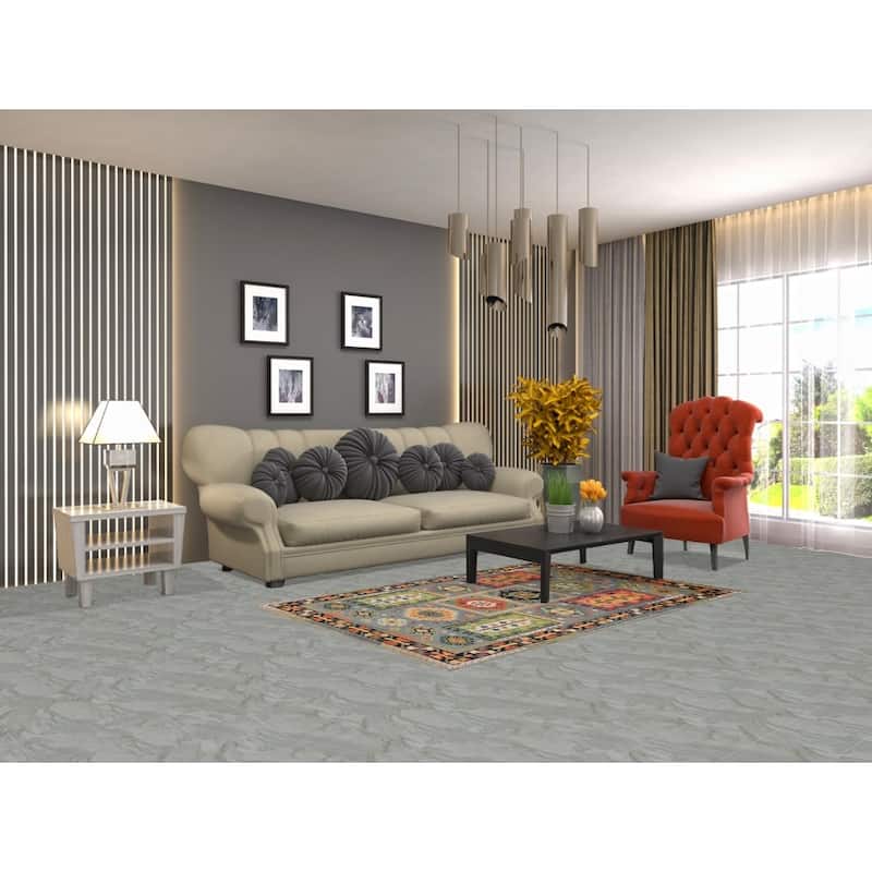 All-Over Geometric Oushak Oriental Area Rug Handmade Wool Carpet - 3'11"x 5'11"