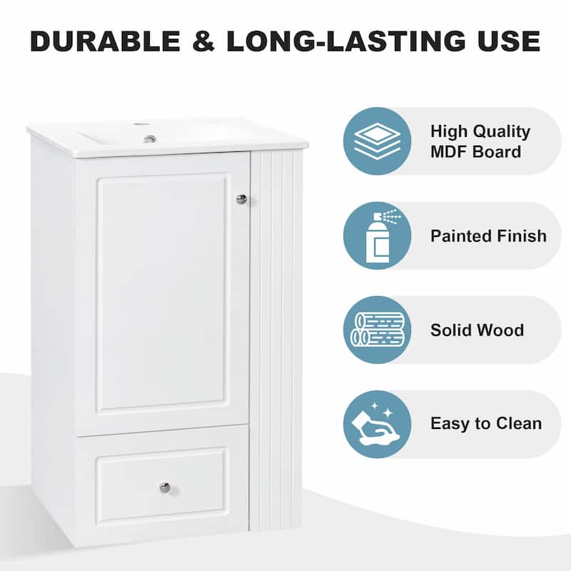 20" Freestanding Bathroom Vanity with Ceramic Sink