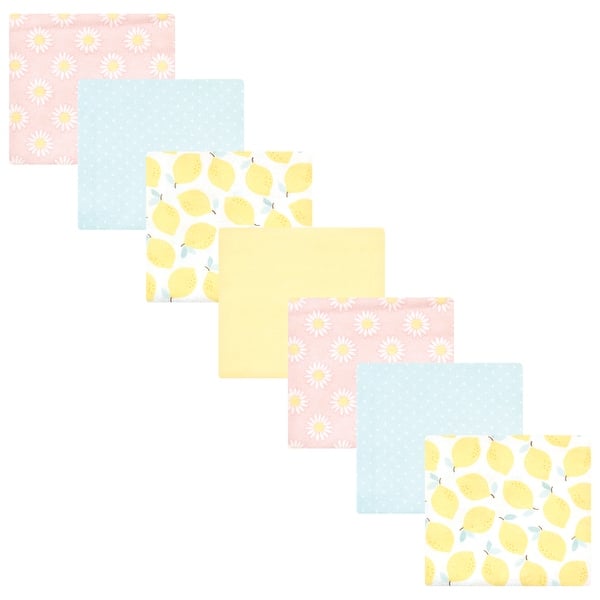 slide 1 of 1, Hudson Baby Infant Girl Cotton Rich Flannel Receiving Blankets Bundle, Lemon Daisy, One Size - Lemon Daisy - One Size One Size - Lemon Daisy