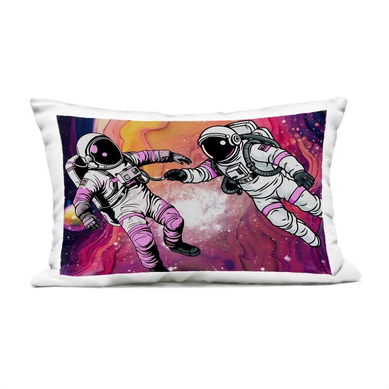 Stupell Astronauts & Bright Nebula Printed Outdoor Throw Pillow Design by Jesse Keith - Accent - Polyester - Pink - Single