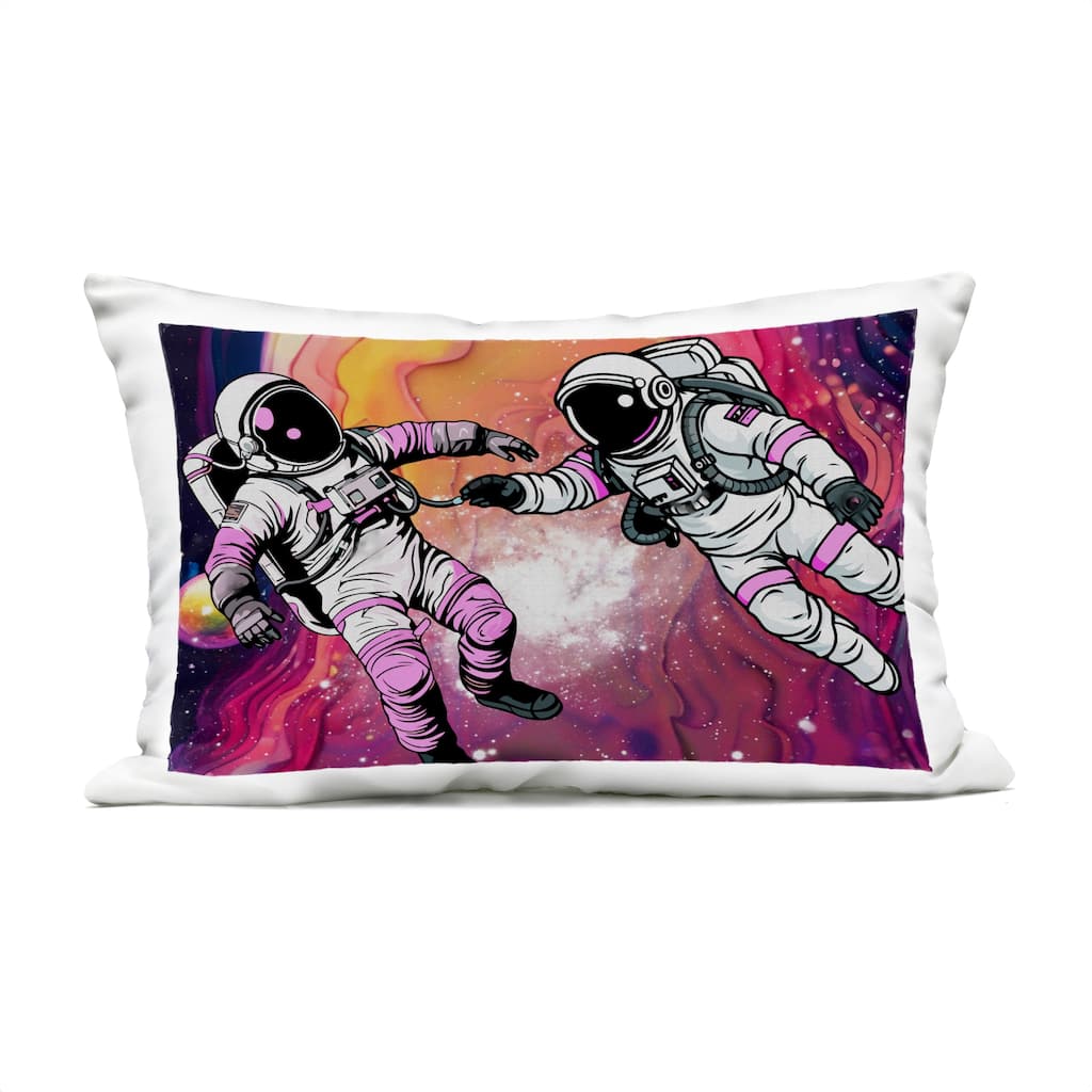 Stupell Astronauts & Bright Nebula Printed Outdoor Throw Pillow Design by Jesse Keith