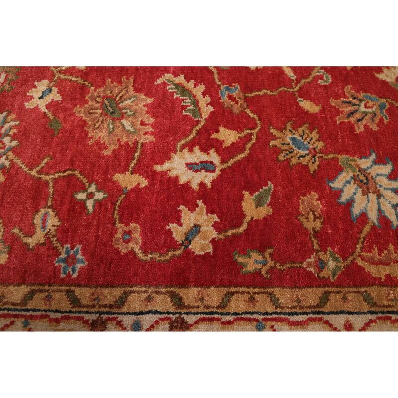 ECARPETGALLERY Hand-knotted Finest Oushak Red Wool Rug - 5'0 x 6'11