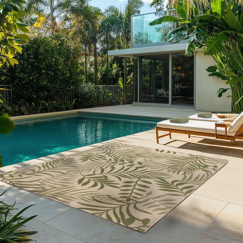 Gertmenian Solterra Nautical Coastal Tropical Weather Resistant Polypropylene Flatweave Indoor/ Outdoor Area Rug Collection